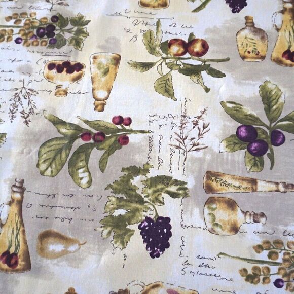 Tuscan Kitchen Tablecloth Oblong Grapes Fruits Herbs Italy Mediterranean 68x68 - Picture 2 of 5